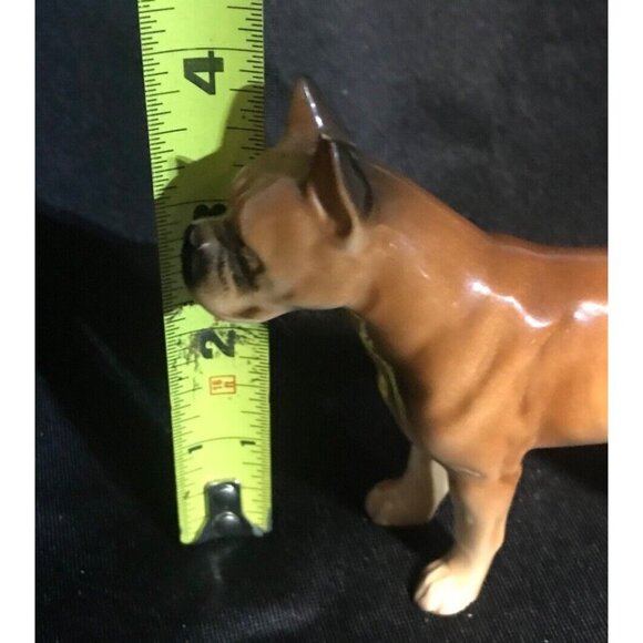 Boxer Dog Figurine Brindle Cropped Ears Ceramic 4 x 5 " Standing Japan - Picture 8 of 9